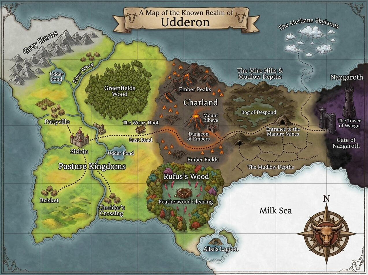 A Map of the Known Realm of Udderon A Map of the Known Realm of Udderon